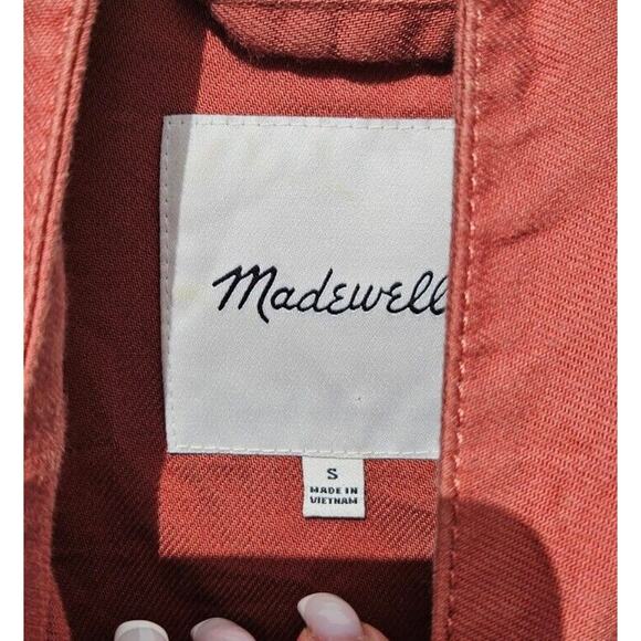 Madewell Womens Jacket Small Rust Orange Button Front Bayview Sleeve Bomber Coat - Picture 7 of 13